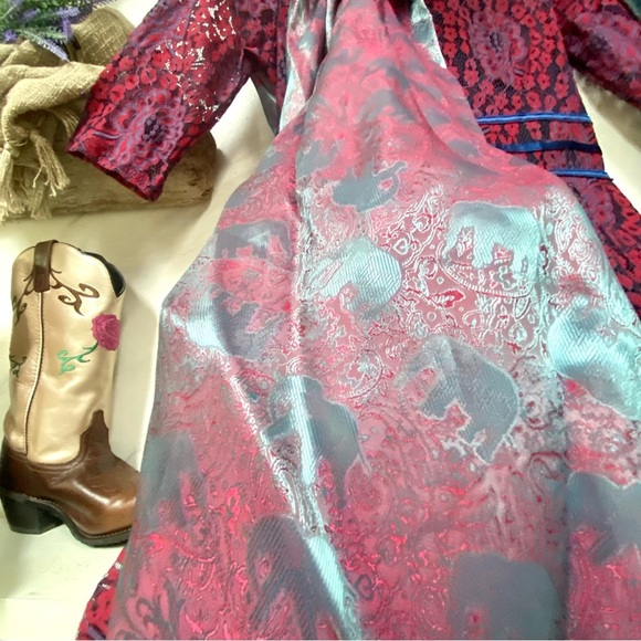 ✨ Enchanting SILK Pink and Teal SCARF/body wrap w Gypsy southwestern vibe - Picture 11 of 16